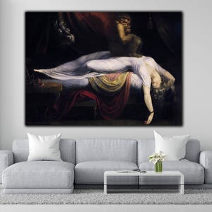 Fuseli&#39;s The Nightmare Canvas Print, Dark Dreams on Art, Surreal Horror: The Nightmare Canvas Edition, Henry Fuseli&#39;s The Nightmare Poster