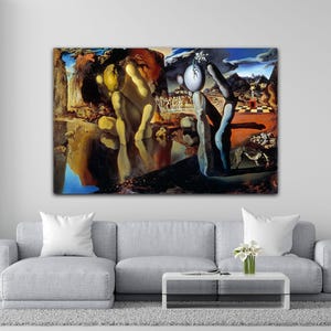 Salvador Dali Wall Art, Dali&#39;s Surreal Vision - Artistic Canvas Print Showcasing the Metamorphosis of Narcissus, Salvador Dali Print Poster