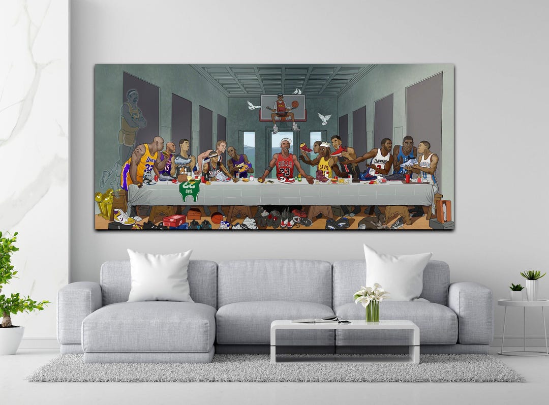 Basketball Superstars's Last Supper Canvas Wall Art, the Ultimate ...