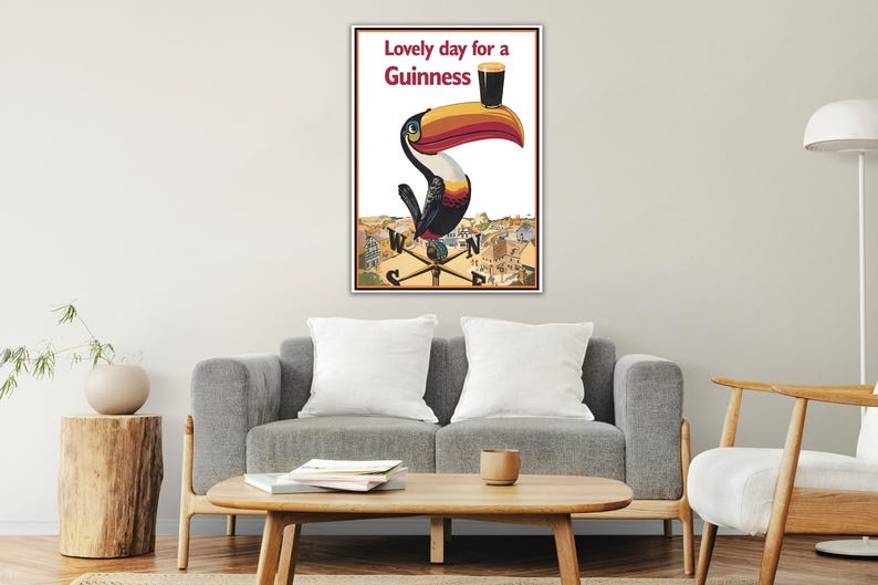 Vintage Guinness Beer Poster, Lovely Day for Guinness Canvas Wall Art, Guinness Vintage Advertising Poster, Beer Poster for Man Cave image 6
