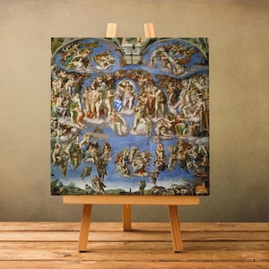 The Last Judgment Wall Art, Michelangelo Painting Ready to Hang Canvas, Sistine Chapel Ceiling Poster, Renaissance Art Wall Decor Idea
