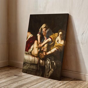 Judith Slaying Holofernes Canvas Wall Art, Fierce Feminine Strength: Showcase Judith&#39;s Triumph in &#39;Judith Slaying Holofernes&#39; on Canvas