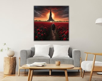 The Dark Tower Canvas Wall Art, The Dark Tower Book Cover Print, Masterpiece of King, The Dark Tower Wall Hanging, Black and Red Poster
