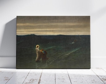 Jesus and Peter on the Water, Christian Art Print, Biblical Story on Canvas Wall Art, Jesus Christ Poster, Fine Art Print, Gift Wall Decor