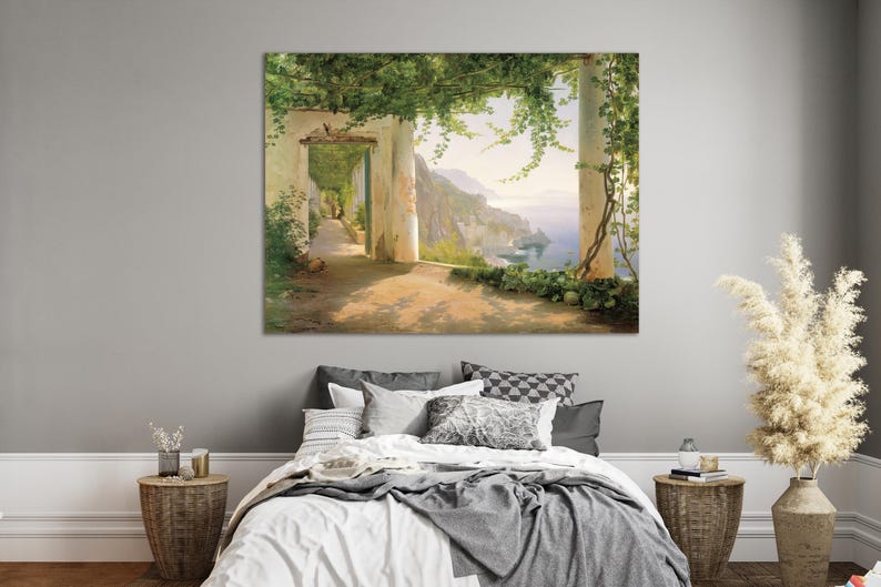 View to the Amalfi Coast by Carl Frederik Aagaard, Fine Art Print, Museum Quality Canvas Print, Amalfi Coast Beauty Wall Decor Idea image 4