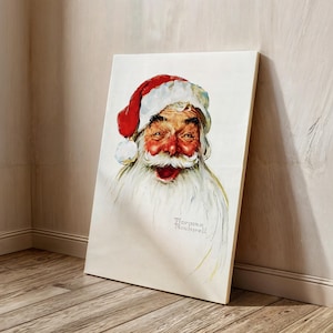 Norman Rockwell Santa Claus Wall Art, Christmas Gift Idea, Home Decor Art Canvas, Santa Claus Poster by Rockwell, Vertical Canvas Wall Art