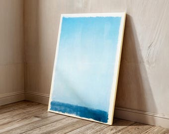 Mark Rothko Canvas Wall Art, Shades of Blue by Rothko Ready to Hang Canvas, Abstract Canvas Print, Mark Rothko Art Blue Abstract Wall Decor