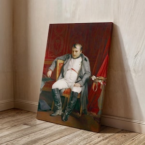 Napoleon Bonaparte Wall Art, Emperor&#39;s Last Stand: Napoleon at Fontainebleau Ready to Hang Canvas, Napoleon Era Canvas Print, Gift Idea