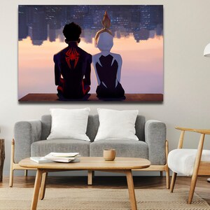 Spider-Man Canvas Wall Art, Swing into Action with Spider-Man: Across The Spider-Verse Canvas Art, Spider-Man and Gwen Stacy Print Poster image 2