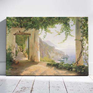 View to the Amalfi Coast by Carl Frederik Aagaard, Fine Art Print, Museum Quality Canvas Print, Amalfi Coast Beauty Wall Decor Idea image 1
