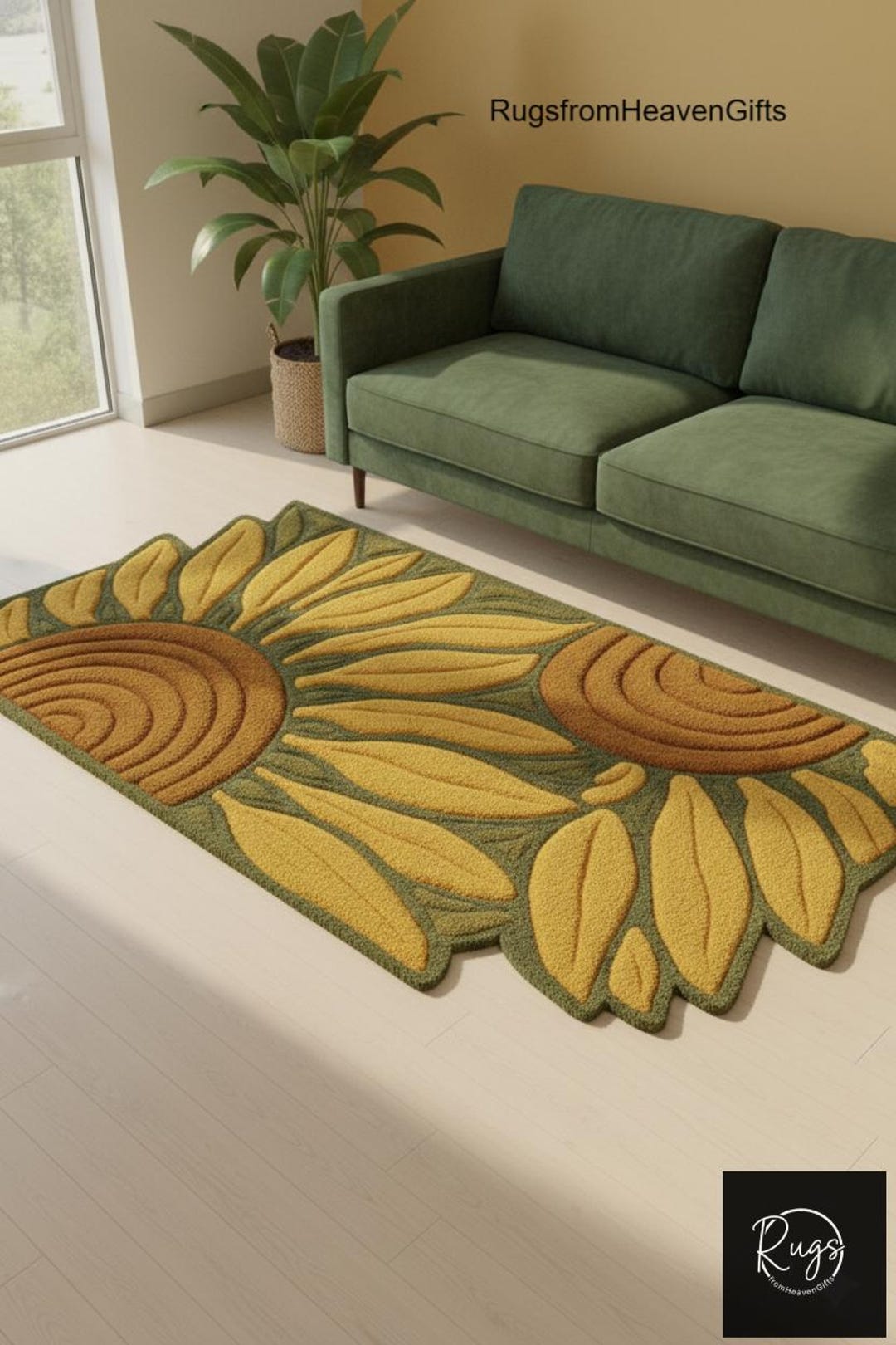 Sunflower Rug – Hand-tufted Floral Area Carpet for Living Room or ...