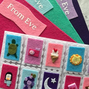 Felt Play Mail Set — Handmade Envelopes + Mini Felt Stamps | Pretend Play Mail | Montessori Toy