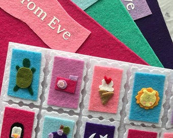 Felt Play Mail Set — Handmade Envelopes + Mini Felt Stamps | Pretend Play Mail | Montessori Toy
