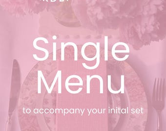 Add On Linen Menu Book, Single Extra Menu for Custom Sets, Without or With Custom Crest Logo