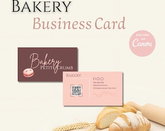 Elegant and professional bakery business card template, fully customizable and print-ready, perfect for artisan bakers and pastry chefs