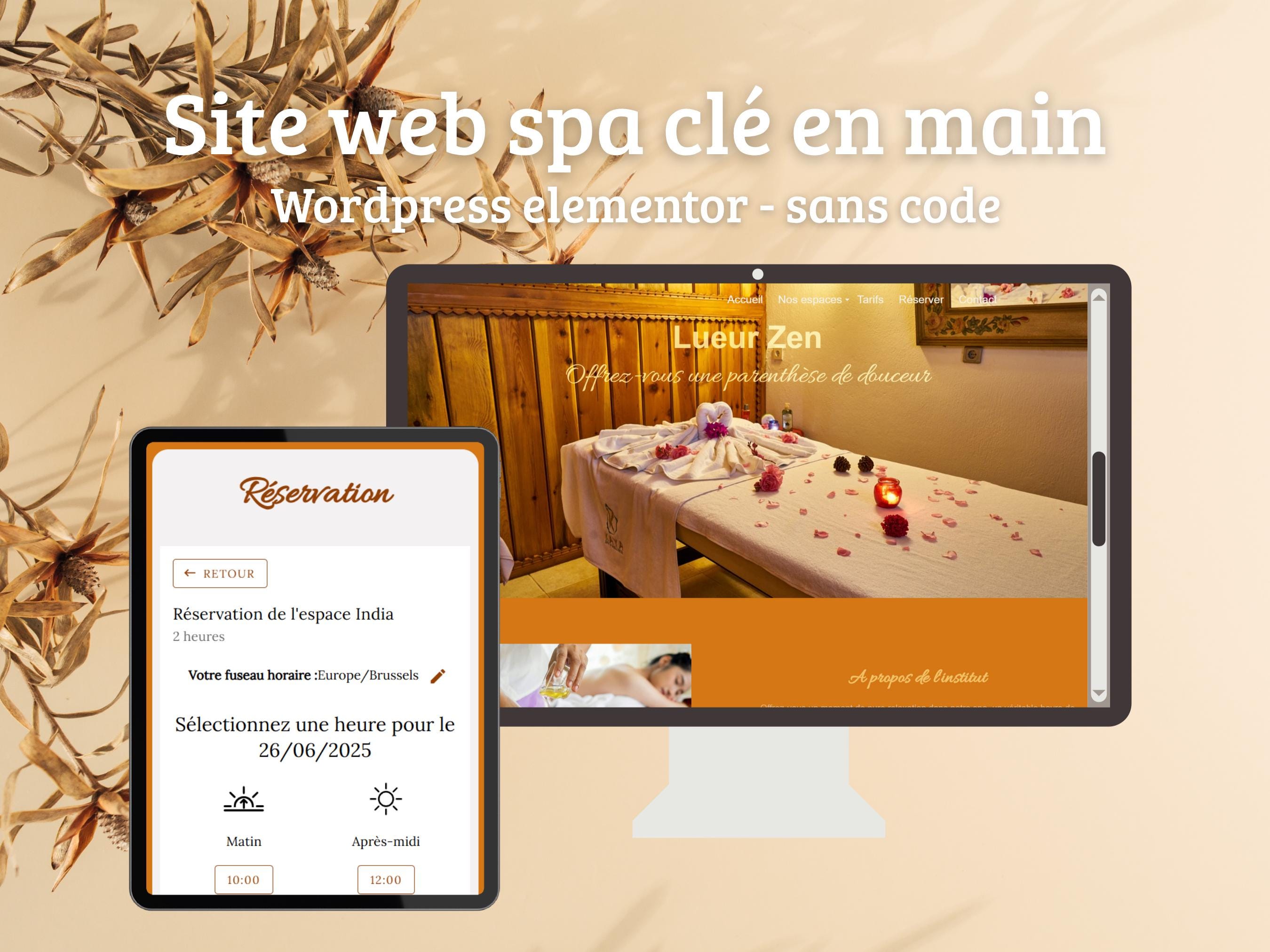 Turnkey Spa Website • Natural & Elegant Design • Elementor WordPress Template • Ideal for Wellness Institutes and Therapists