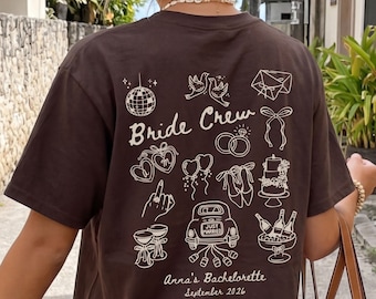 Personalisiertes JGA T-Shirt, Junggesellinnenabschied Shirt für Braut, Bachelorette Outfit für Frauen von Trauzeugin, Team Bride, Hochzeit