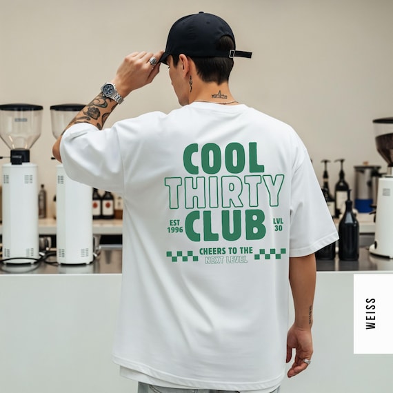 Cool Thirty Club Shirt, Personalisiertes 30. Geburtstag Est Jahr T-Shirt, 30 Jahre Geburtstag Outfit, Geschenk für Männer und Frauen, Y2K
