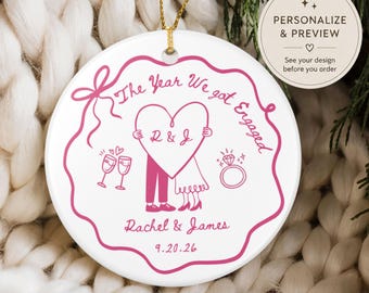 Personalized Engagement Ornament, Custom Engagement Gift For Couple, Bride To Be Gift, Newly Engaged Keepsake Gift With Name, Future Mrs