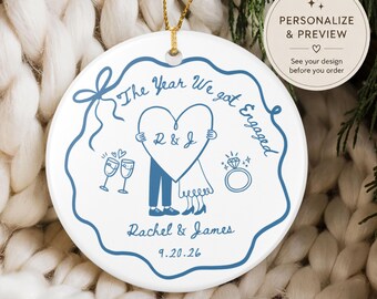 Personalized Engagement Ornament, Custom Engagement Gift For Couple, Bride To Be Gift, Newly Engaged Keepsake Gift With Name, Future Mrs