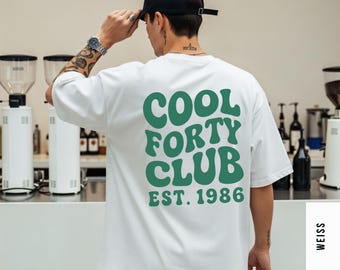 Cool Forty Club Shirt, Personalisiertes 40. Geburtstag Est. Jahr T-Shirt, 40 Jahre Geburtstag Outfit, Geschenk für Männer und Frauen, Y2K