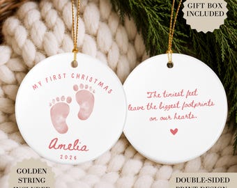 Baby Girl First Christmas Ornament, Personalized Baby Girl Keepsake Ornament, Girls First Xmas Ornament with Name, Baby's 1st Christmas Gift