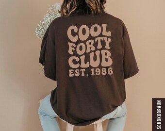 Cool Forty Club Shirt, Personalisiertes 40. Geburtstag Est. Jahr T-Shirt, 40 Jahre Geburtstag Outfit, Geschenk für Männer und Frauen, Y2K