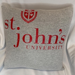 St. John’s University Throw Pillow – Insert Included | 15x15 | Removable & Washable Cover | Upcycled College T-Shirt