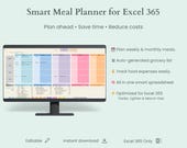 Weekly Excel Meal Planner | Smart Grocery List, Ingredient Cost Calculator | Excel 365 Required