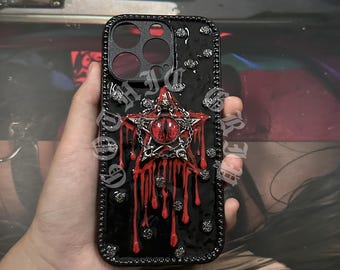 Gothic Luminous Pentagram Phone Case, Punk Y2K Style