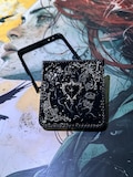 Gothic Luminous Black Heart Cross Hinge Protection Phone Case, Custom Galaxy Z Flip Motorola Razr Ultra Plus