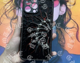 Gothic Fishbones Phone Case, Punk Y2K Style, Custom Galaxy Z Flip