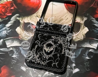Gothic Luminous Bat Phone Case With Hinge Protector, Custom Galaxy Z Flip Motorola Razr Ultra Plus