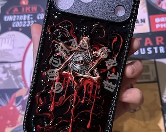Gothic Luminous Occult Pentagram Phone Case, Punk Y2K Style