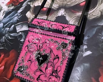 Gothic Luminous Barbie Pink Hinge Protection Phone Case, Custom Galaxy Z Flip Motorola Razr Ultra Plus