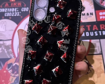 Gothic Blood Pyramid Rivet Phone Case, Punk Y2K Style
