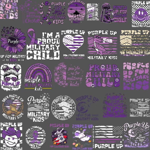 Purple Up Military Child Designs Bundle (Digital Download)