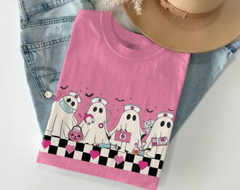 Pink Halloween Nurse Ghost PNG SVG, Spooky Medical Sublimation