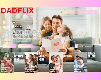 Dadflix Filmplakat Vorlage, personalisiertes Vatertagsgeschenk (Canva bearbeitbar, digitaler Download)