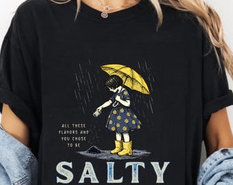 Salty Girl Tee Woman's Vintage Comfort Colors T-Shirt, Funny Graphic Shirt, Retro Sarcastic Shirt, Gift for Her, Women's Statement Tee