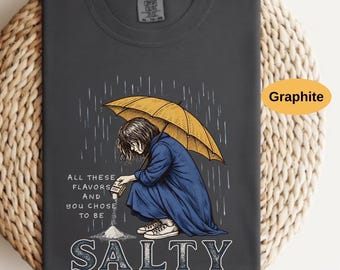 Salty Girl Tee Comfort Woman's Vintage Colors T-Shirt, Funny Graphic Shirt, Retro Sarcastic Shirt, Gift for Her, Women's Statement Tee