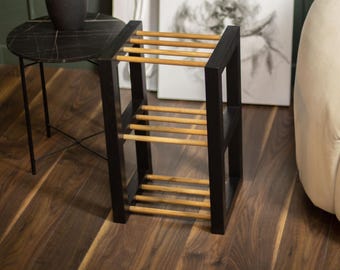 Zapatero de madera moderno, banco vertical para guardar zapatos en la entrada