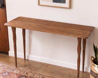 Consola de roble macizo, mueble de entrada estrecho hecho a mano, mesa auxiliar delgada para sofá, decoración minimalista.