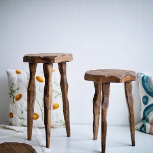 Holz Akzent Hocker, Blumenständer, Live Edge Stativtisch, rustikale Wohnkultur