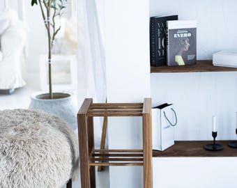 Handmade Vertical Wood Shoe Rack Bench, Entryway Organizer