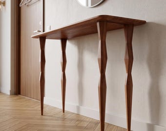 Mesa de entrada de madera maciza, sofá estrecho de roble, consola de recibidor hecha a mano, decoración minimalista para el pasillo.