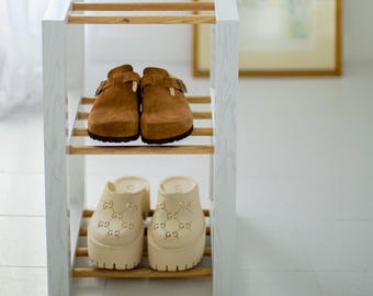 Oak Wood Shoe Rack, Entryway Organizer, New Home Gift