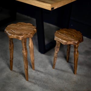 Hand-Carved Cherry Wood Plant Stand, Organic Sculpted Pedestal image 18