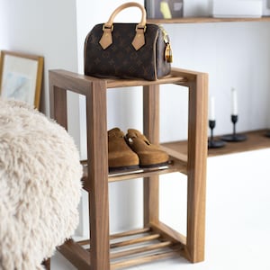 Shoe organizer, shoe storage bench, entryway shoe rack, modern shoe holder, wood shoe shelves, farmhouse decor, housewarming gift