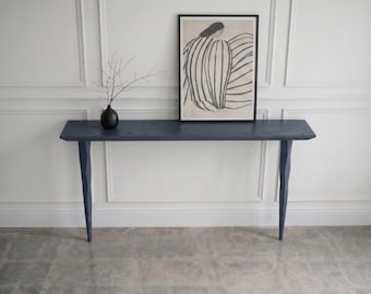 Mesa de apoio para colocar atrás do sofá | Mesa de apoio estreita em carvalho maciço | Móveis estreitos para salas de estar pequenas